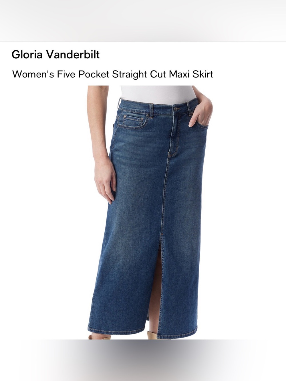 ❌️❌️SOLD❌️❌️Gloria Vanderbilt Women's Five Pocket Straight Cut Maxi Skirt